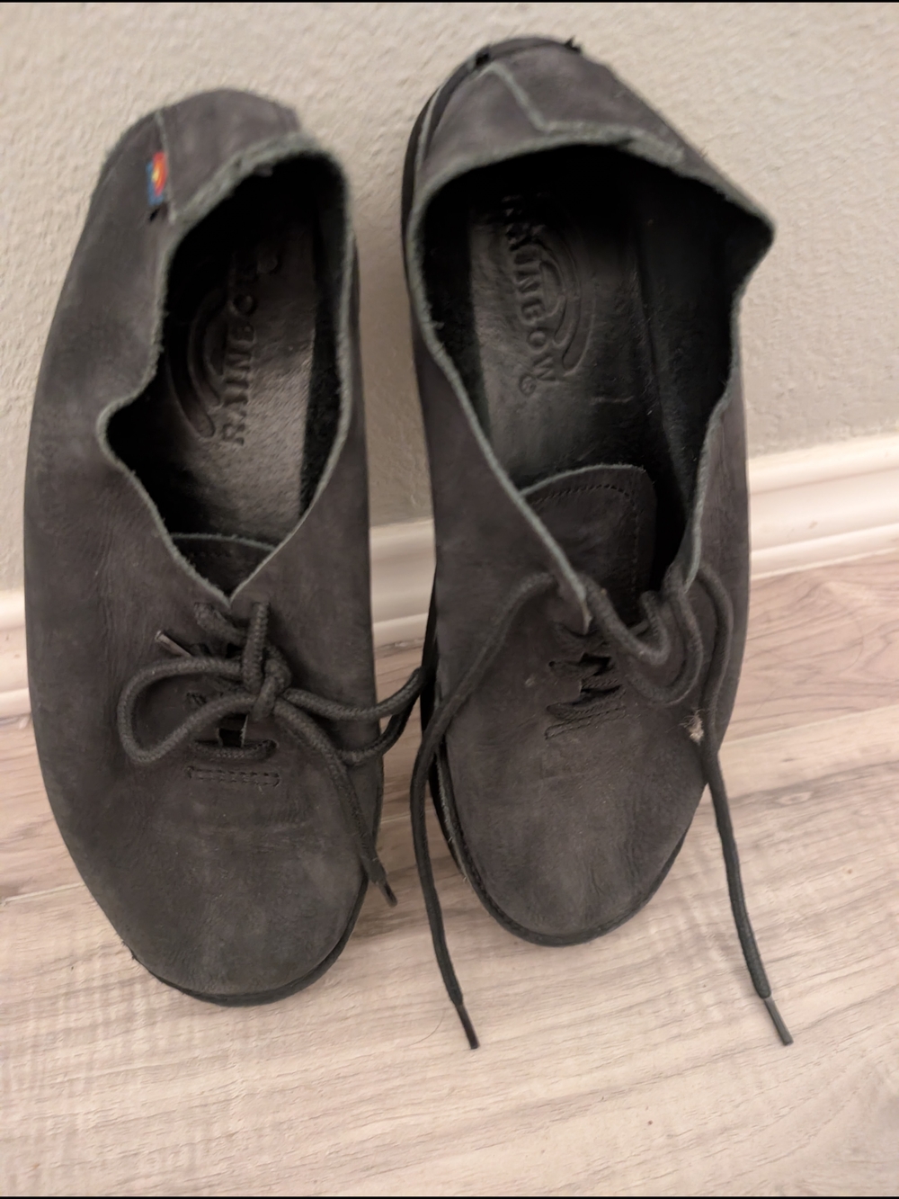 Rainbow Black Lace-Up Leather Womens Shoes